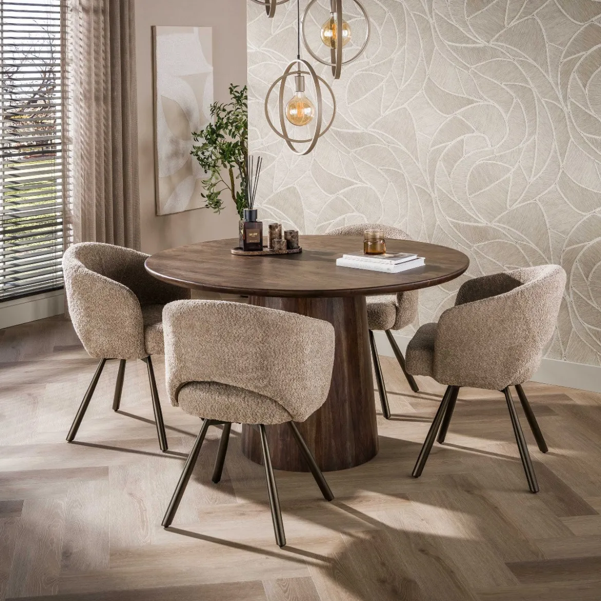 Draaibare eetkamerstoel boucle - Giani Salon Cross
