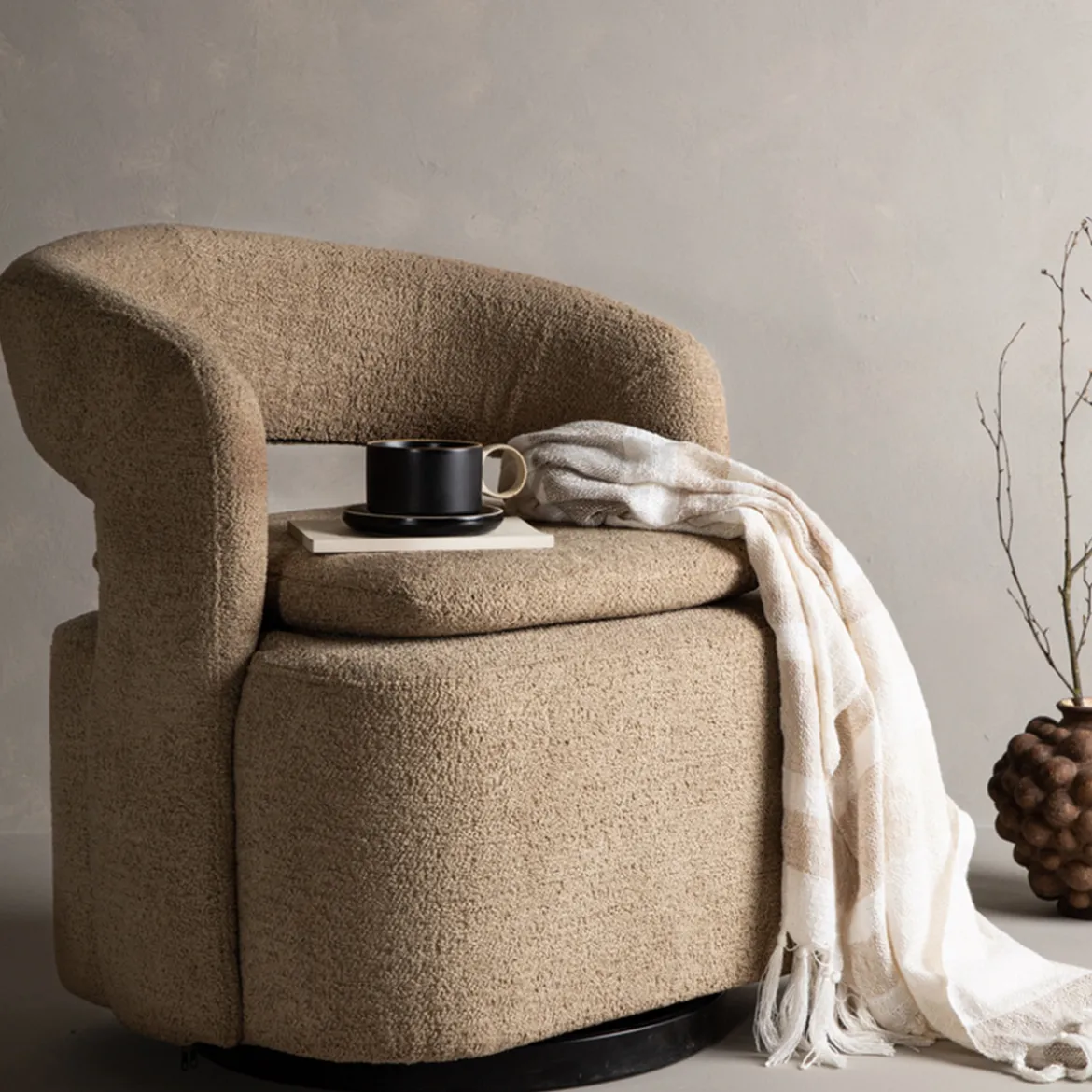 Draaibare fauteuil met open rug - Lavis Laurel