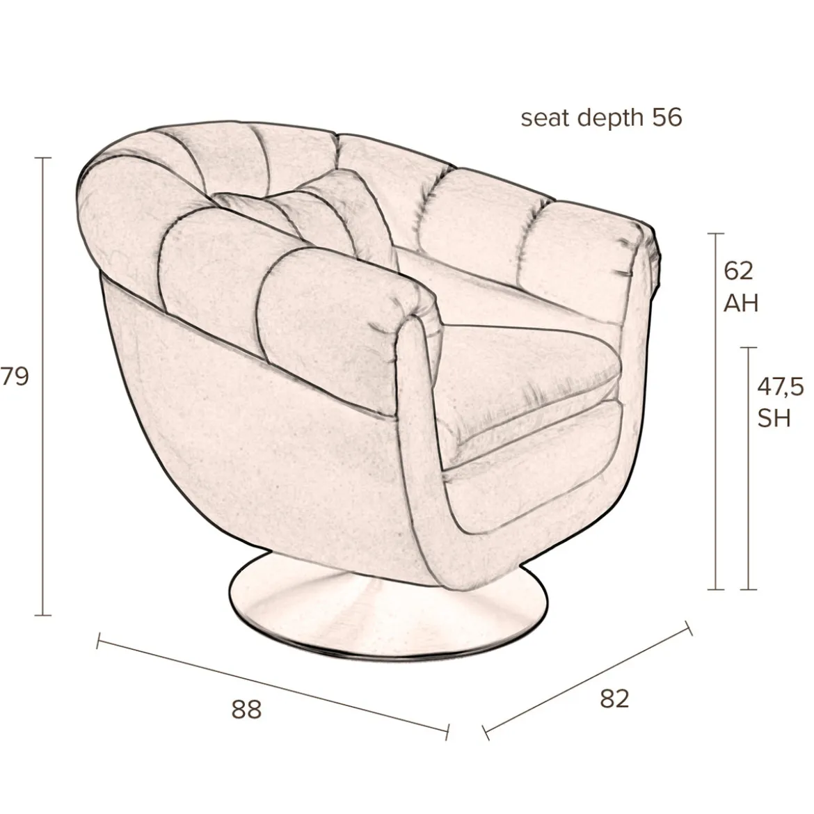 Draaibare fauteuil vintage - Dutchbone Member
