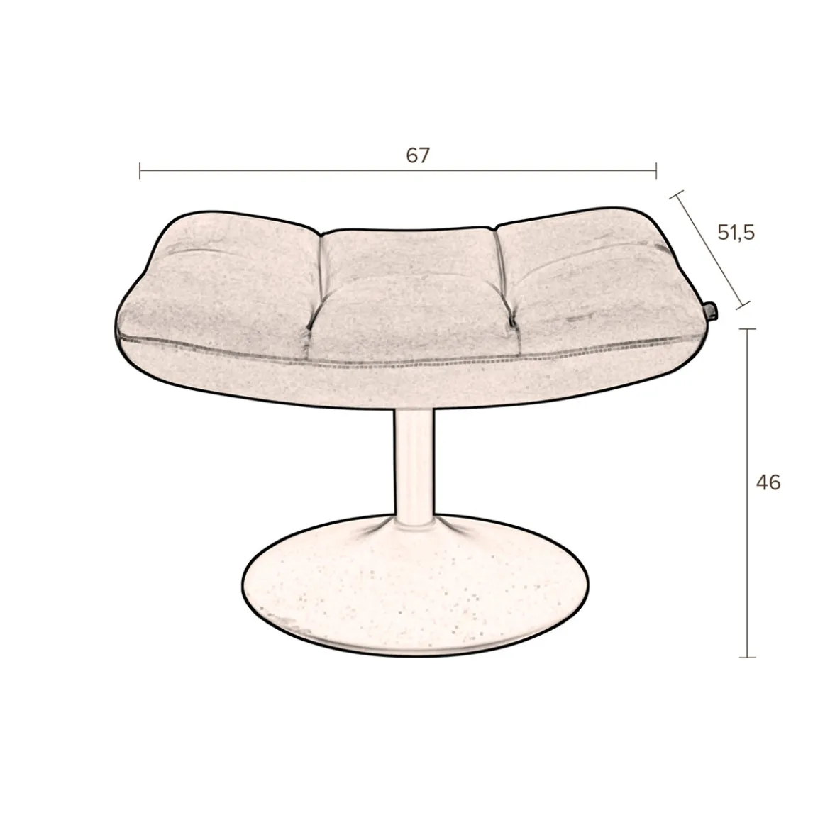 Draaibare hocker stof - Dutchbone Bar