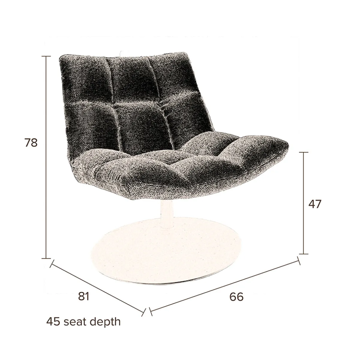 Draaifauteuil bruin leer - Dutchbone Bar Vintage
