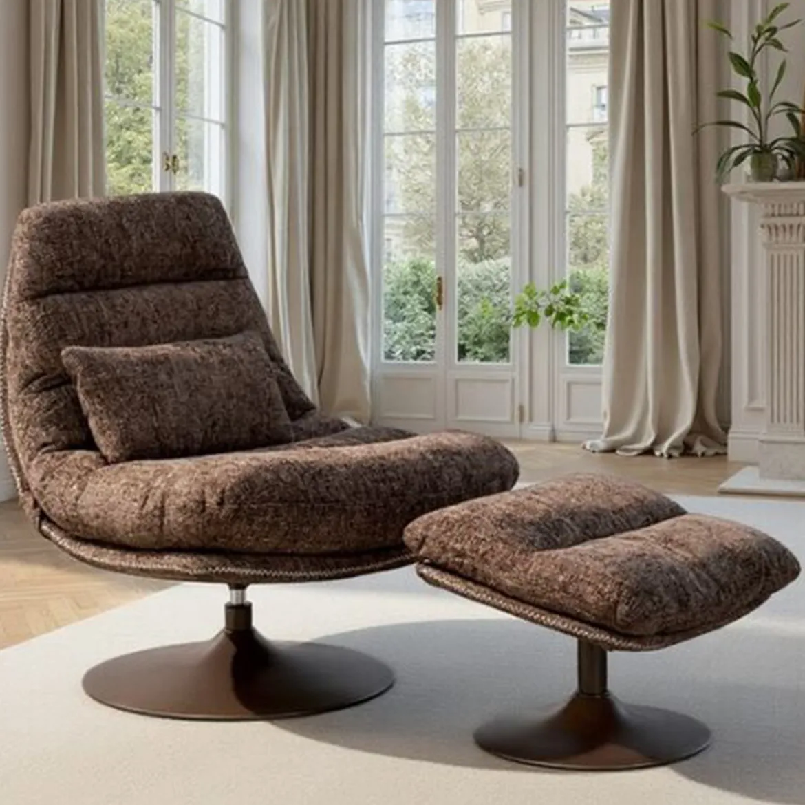 Draai fauteuil met voetenbank - Kare Design Montreal