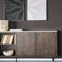 Dressoir donker hout met travertin blad - Eleonora Lio