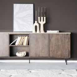 Dressoir donker hout met travertin blad - Eleonora Lio