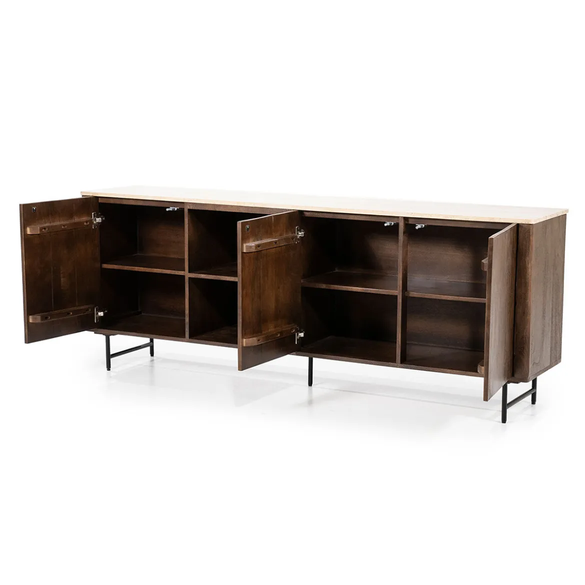 Dressoir donker hout met travertin blad - Eleonora Lio