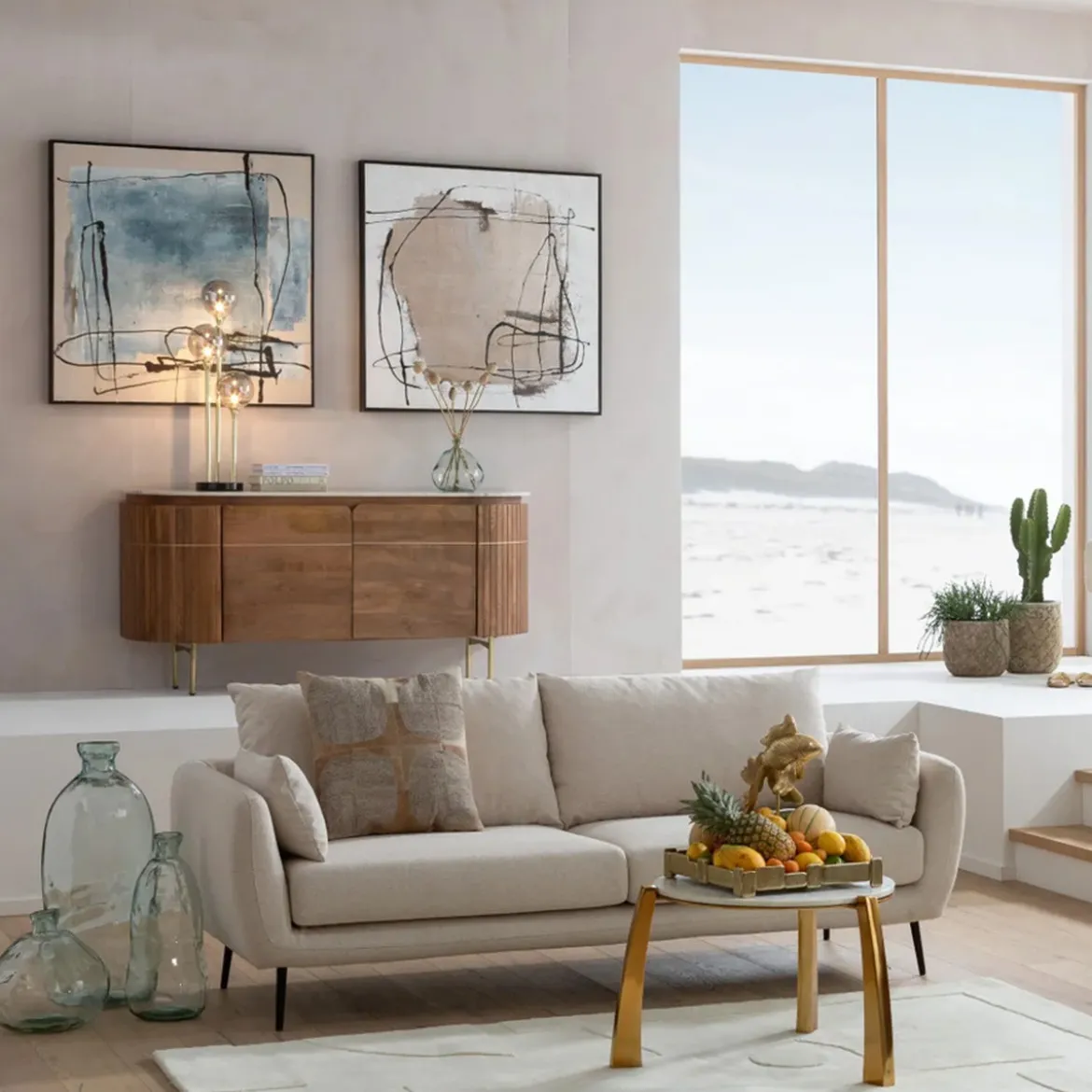 Dressoir mangohout en marmer - Kare Design Grace
