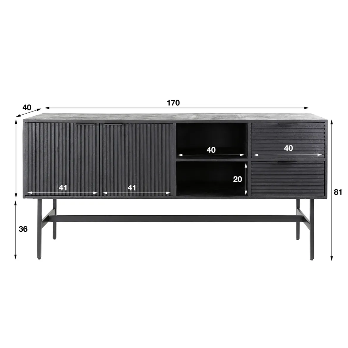 Dressoir zwart mangohout - Giani Marina