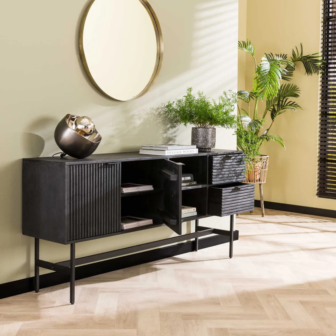 Dressoir zwart mangohout - Giani Marina