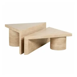 Driehoekige salontafel set travertin beige - Richmond Interiors Fictus