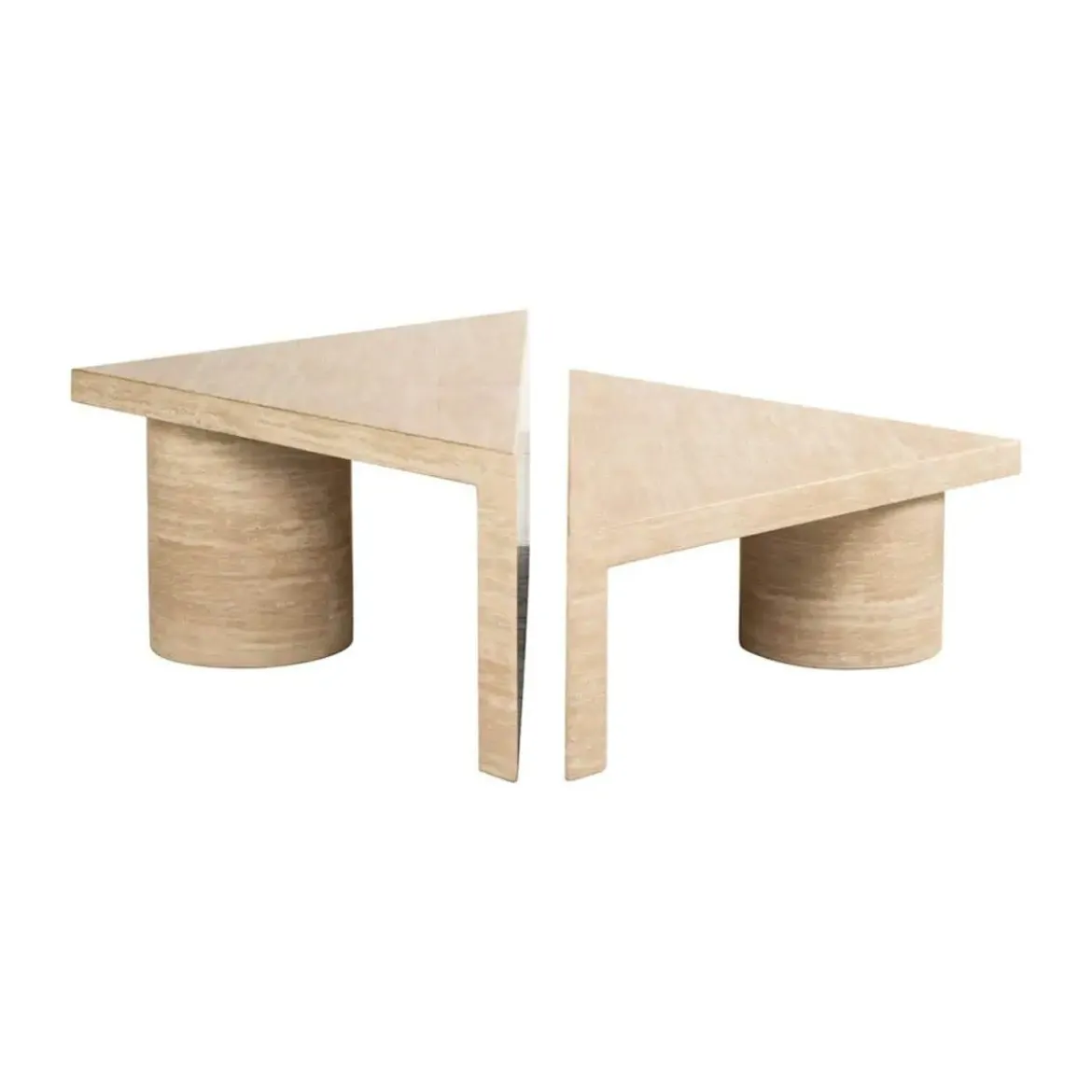 Driehoekige salontafel set travertin beige - Richmond Interiors Fictus