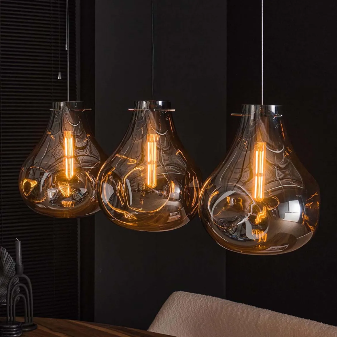 Druppel hanglamp gebogen glas - Santa Dent Glass
