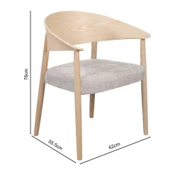 Eetkamerstoel gebogen hout met beige stof - Bodio Houston