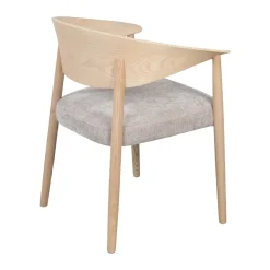 Eetkamerstoel gebogen hout met beige stof - Bodio Houston
