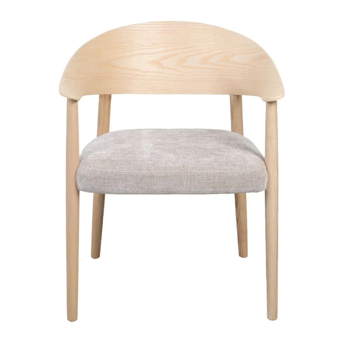 Eetkamerstoel gebogen hout met beige stof - Bodio Houston