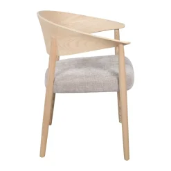 Eetkamerstoel gebogen hout met beige stof - Bodio Houston