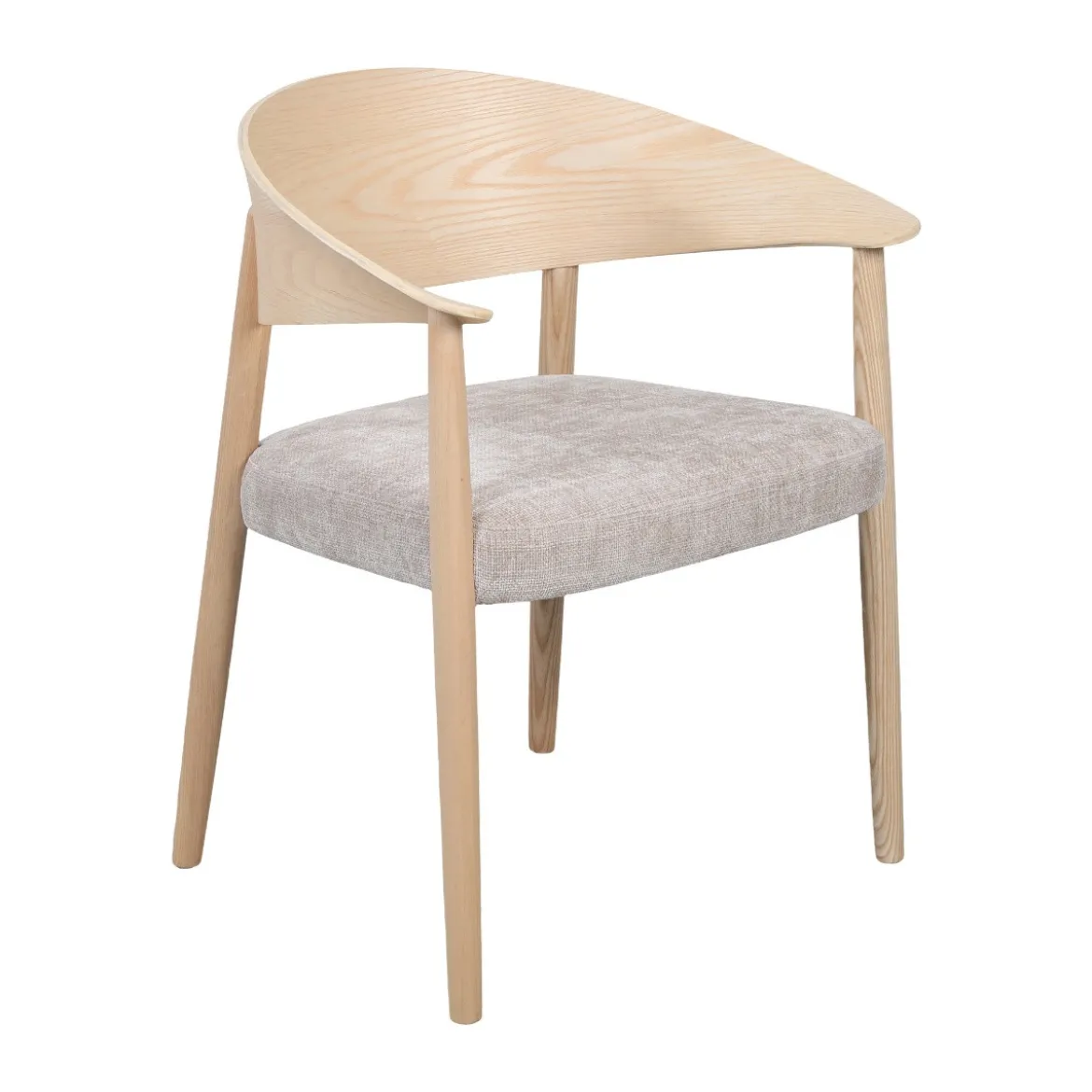 Eetkamerstoel gebogen hout met beige stof - Bodio Houston