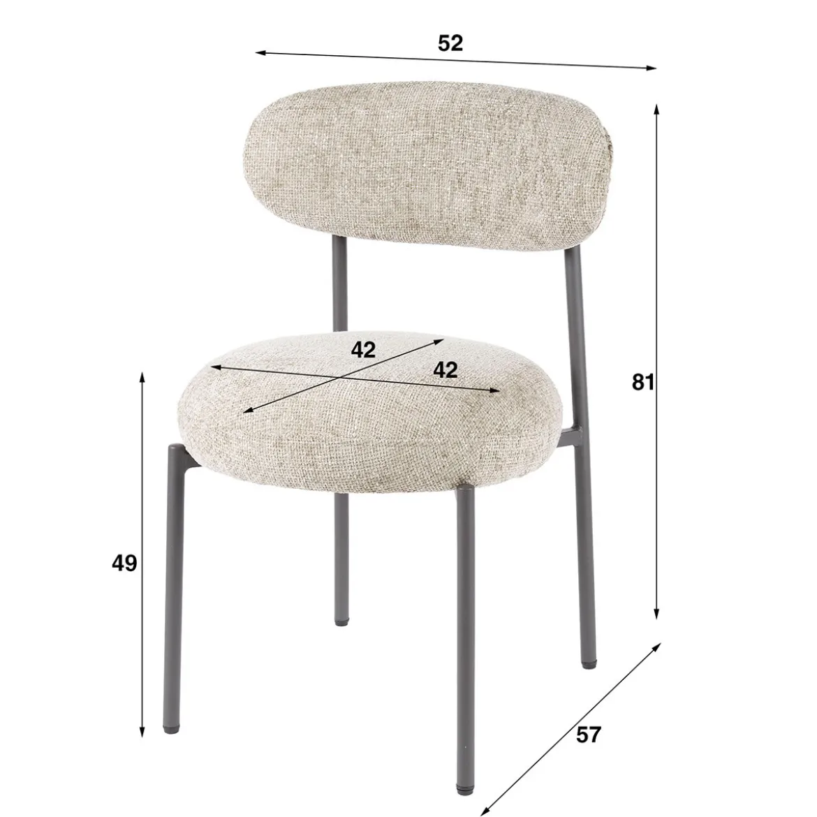 Eetkamerstoel met ronde zitting - Giani Trendy Round