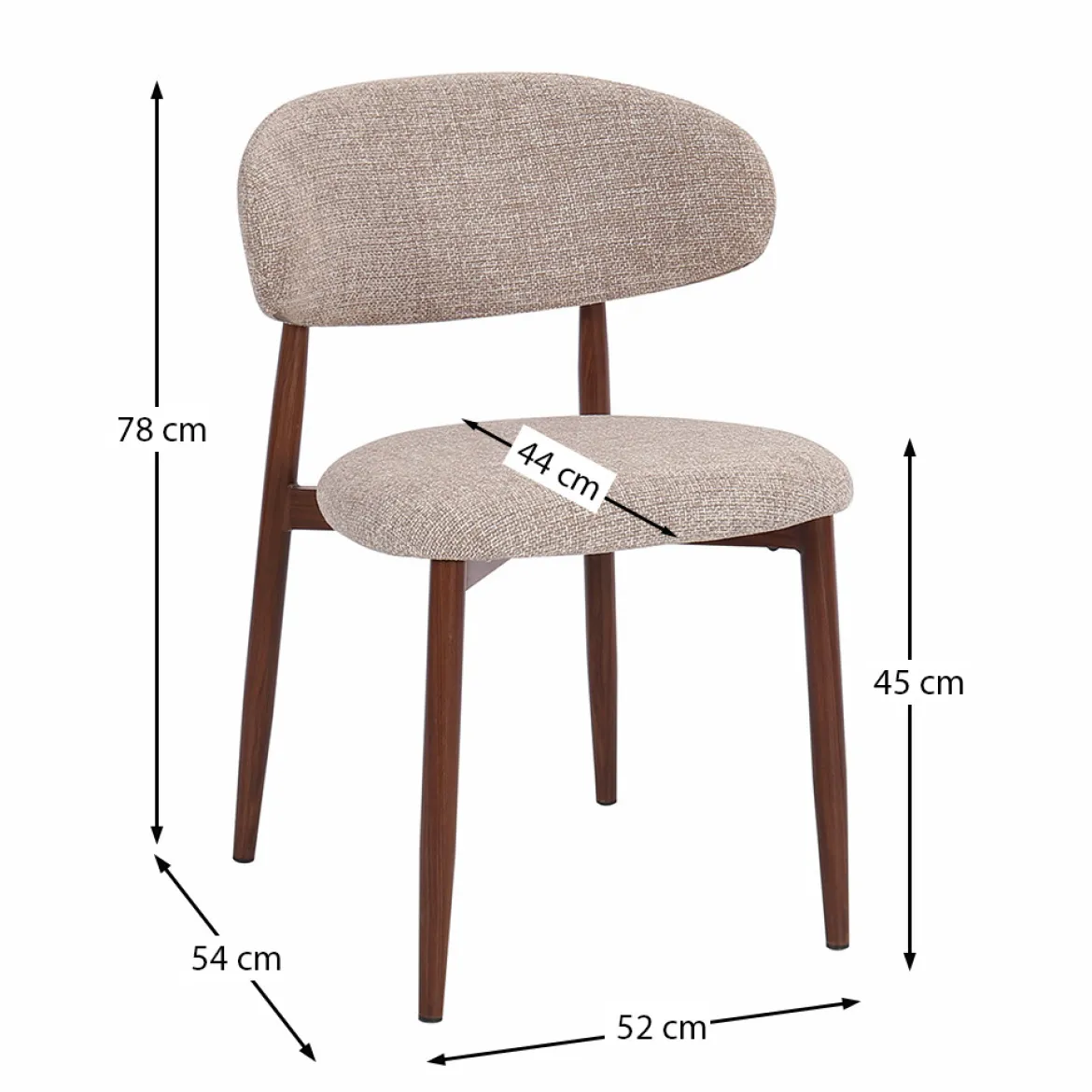 Eetkamerstoel walnoot met beige stof - Bodio Aimee