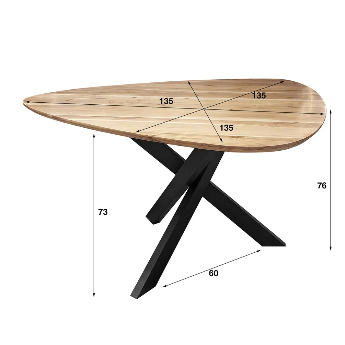 Eettafel driehoek massief acaciahout - Giani Triangle Wood