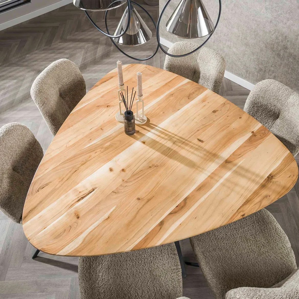 Eettafel driehoek massief acaciahout - Giani Triangle Wood