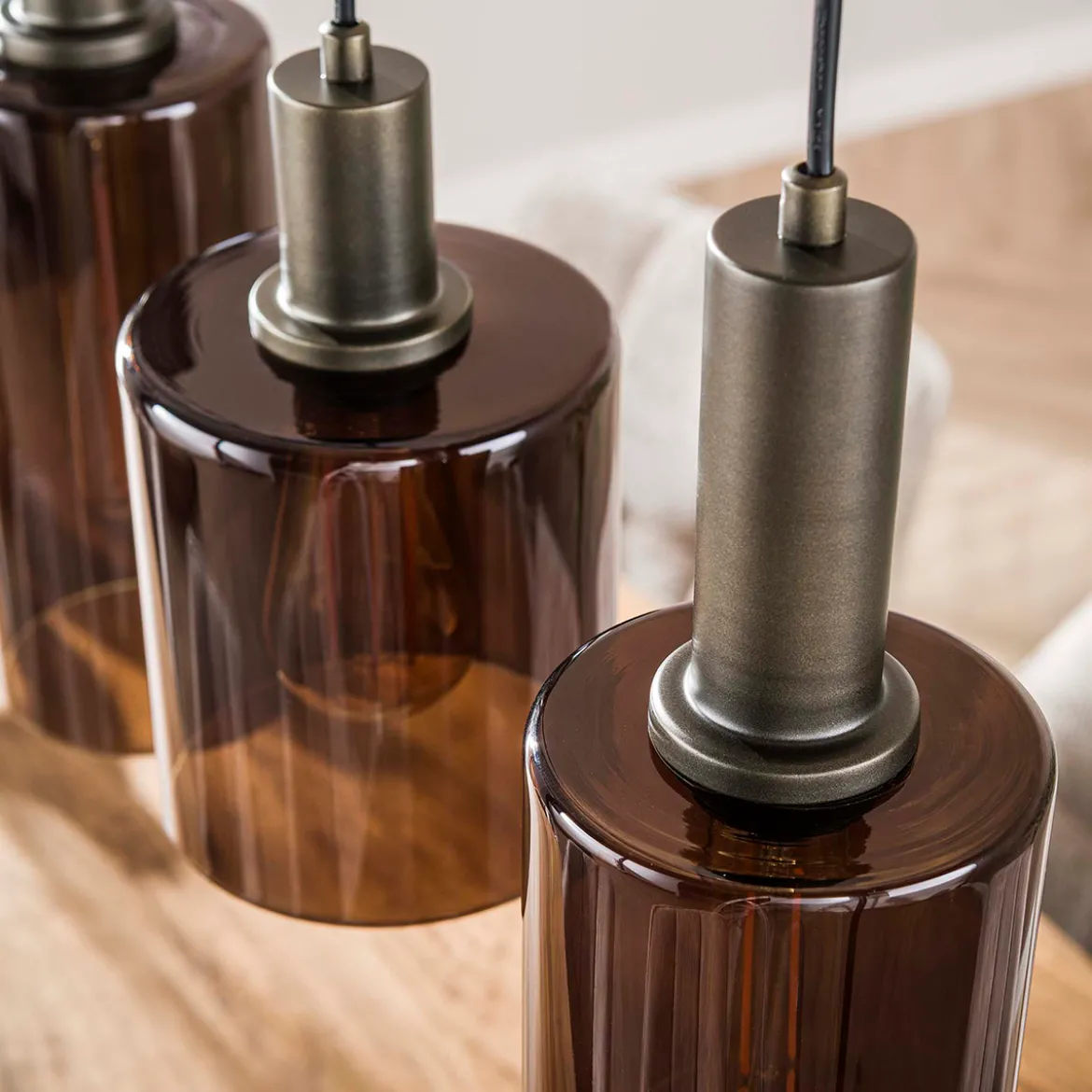 Eettafel hanglamp brons glas - Santa Sepiora