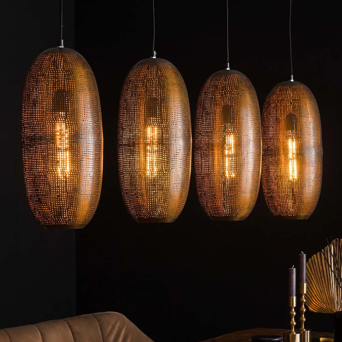 Eettafel hanglamp brons met gaatjes - Santa Cosmic