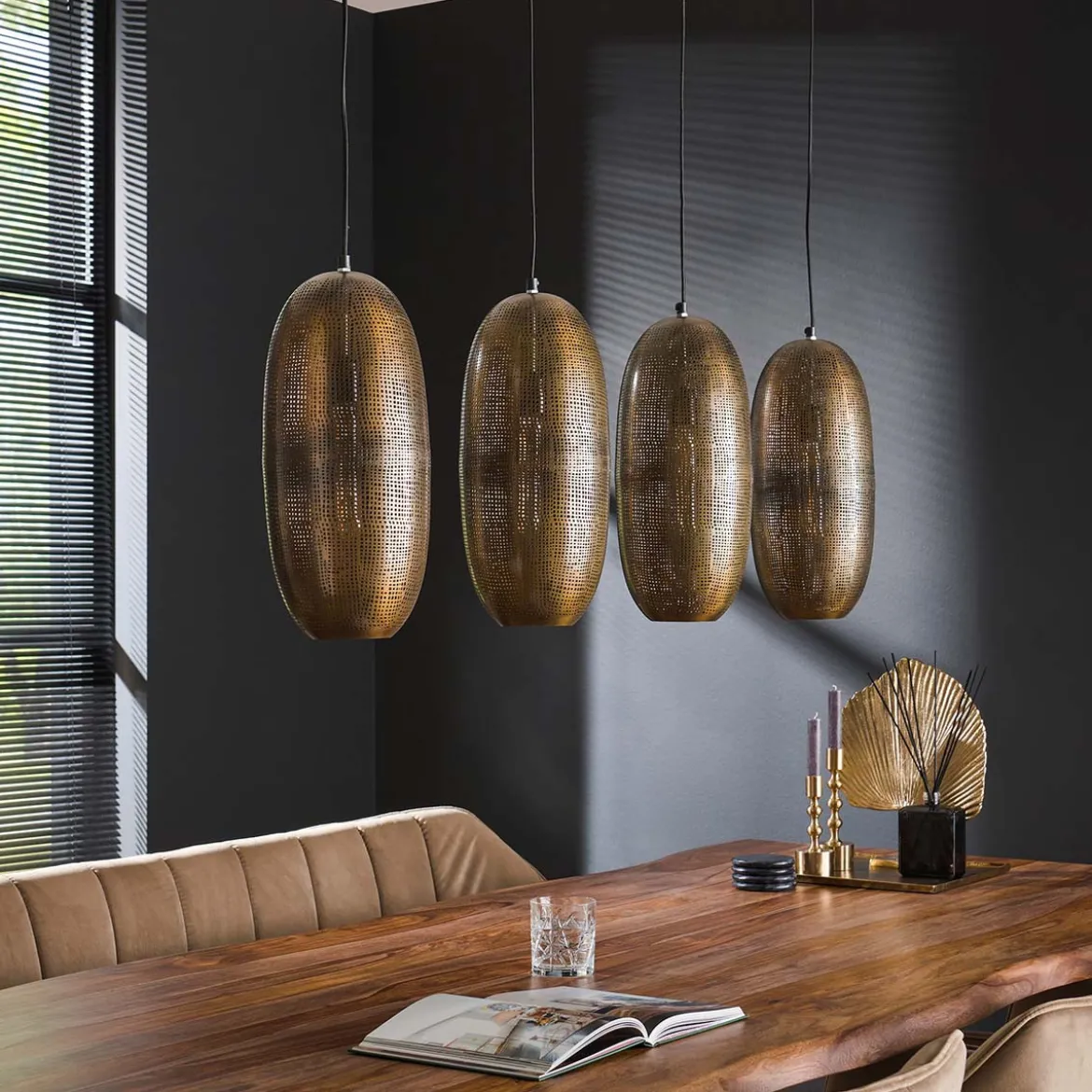 Eettafel hanglamp brons met gaatjes - Santa Cosmic