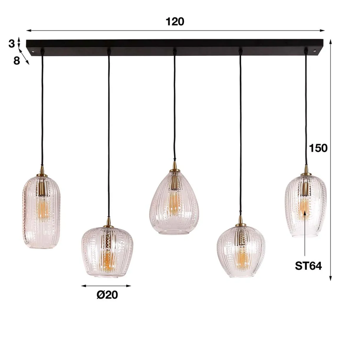 Eettafel hanglamp klassiek - Santa Diamond Grain