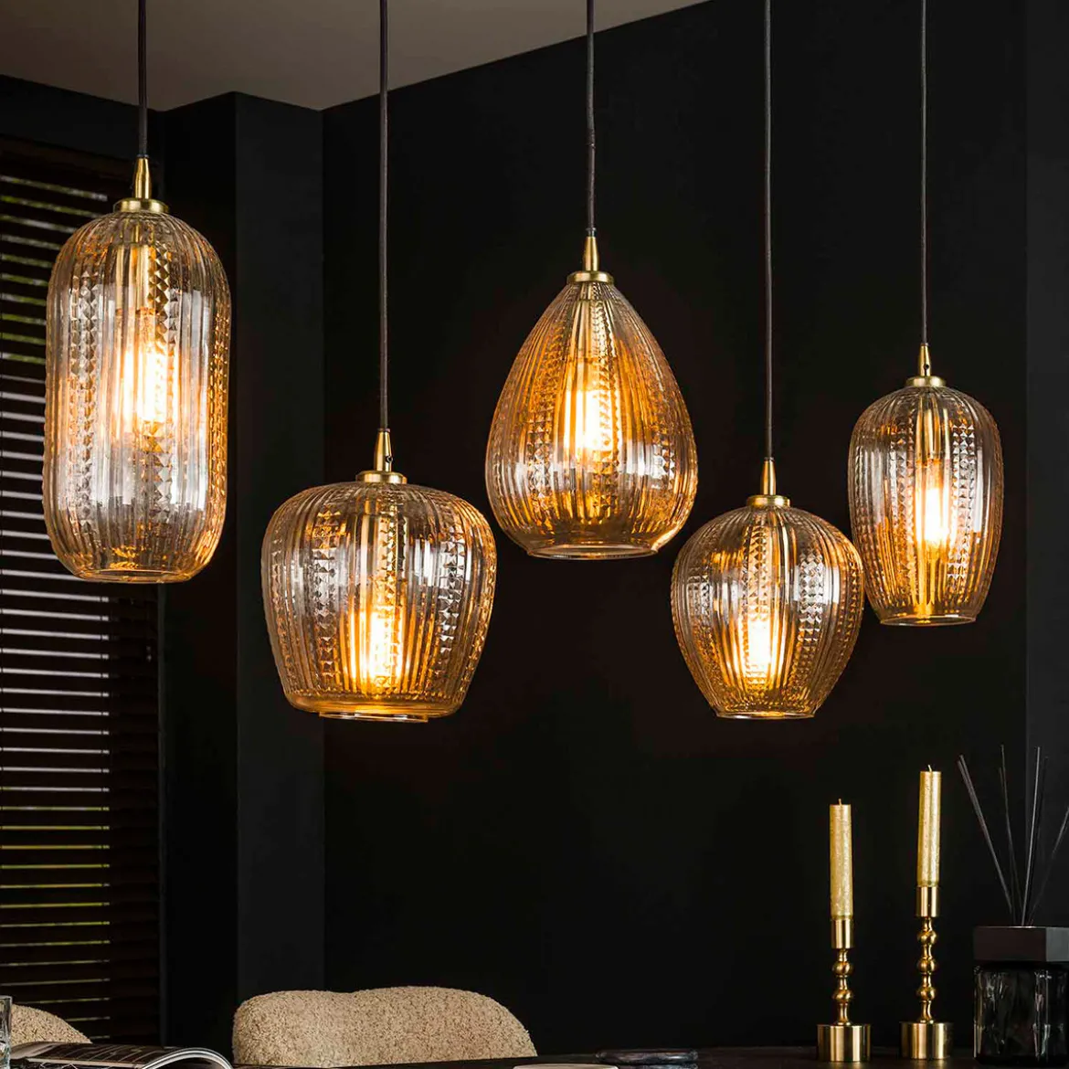 Eettafel hanglamp klassiek - Santa Diamond Grain