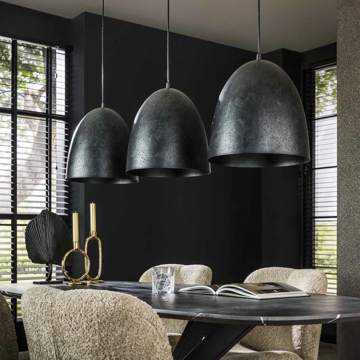 Eettafel hanglamp 3 lichts charcoal - Santa Kosmos