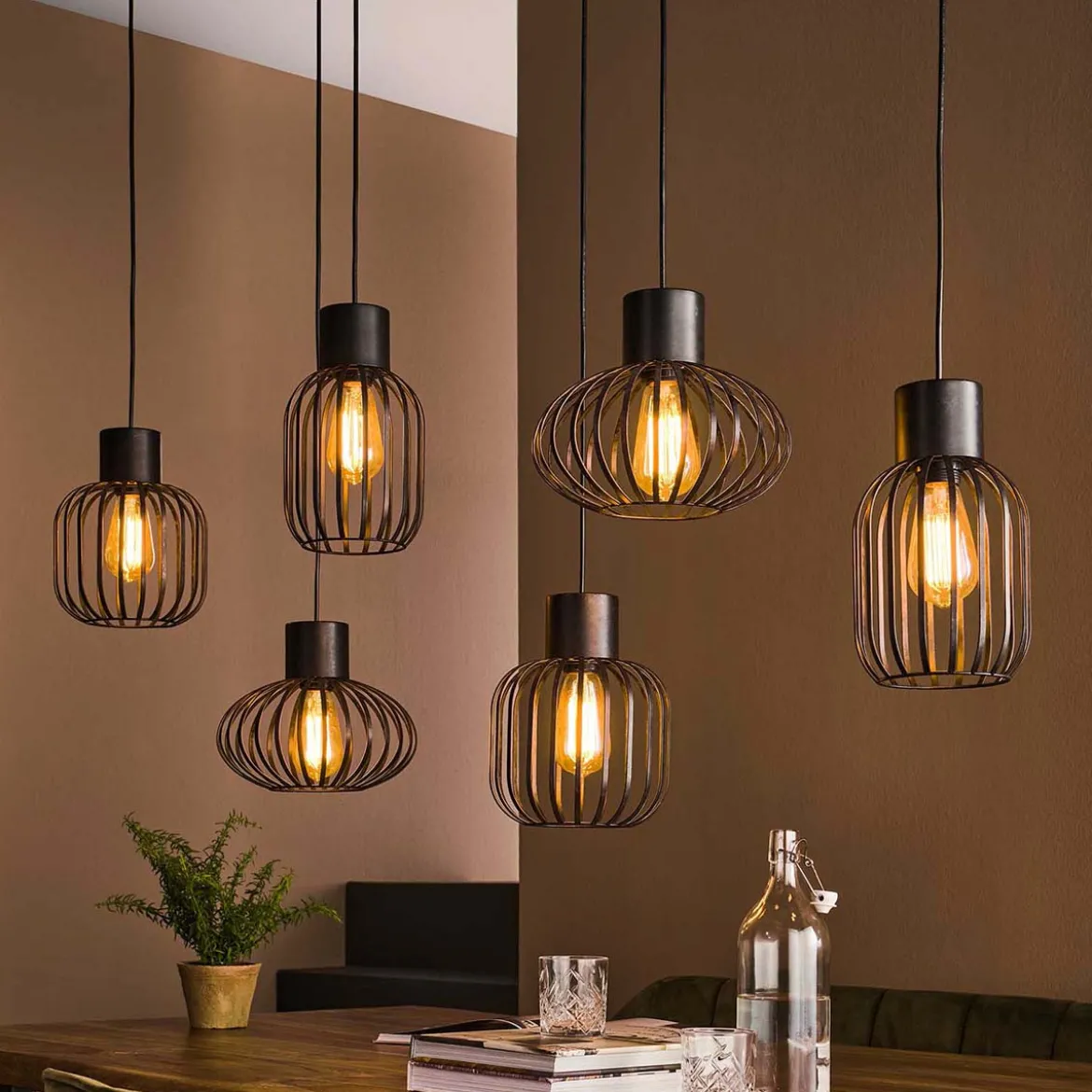 Eettafel hanglamp met open kappen - Santa Mix Metal