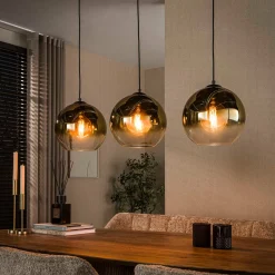 Eettafel hanglamp met rookglas bollen - Santa Bubble Shaded