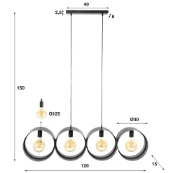 Eettafel hanglamp rond metaal gaas - Santa Ring