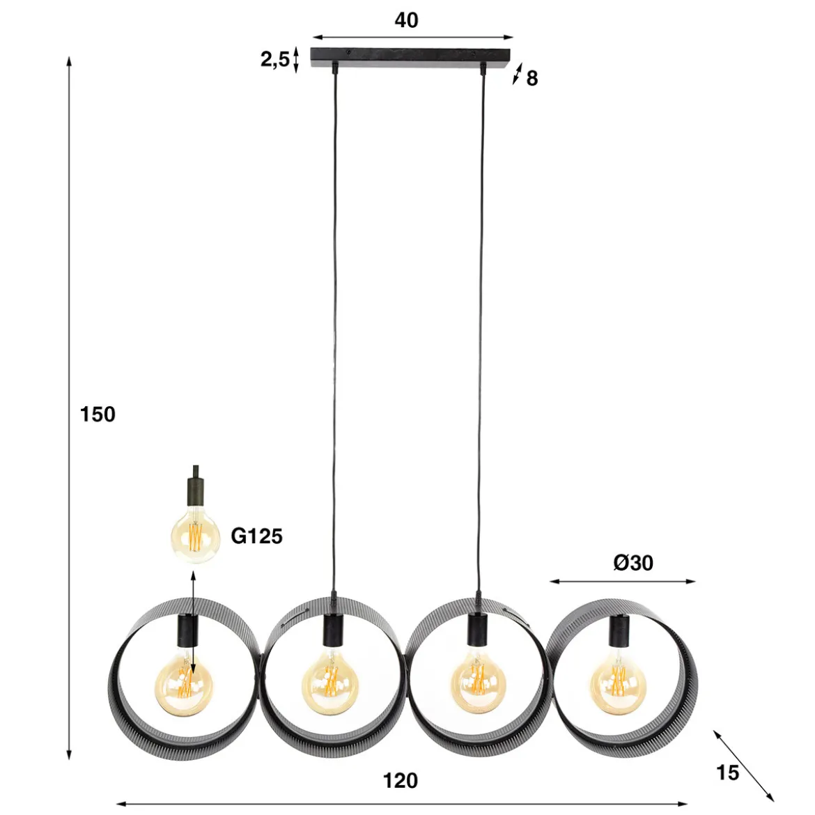 Eettafel hanglamp rond metaal gaas - Santa Ring
