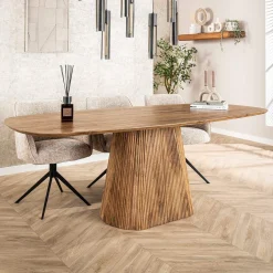 Eettafel hout met ribbelpoot - Giani Wave