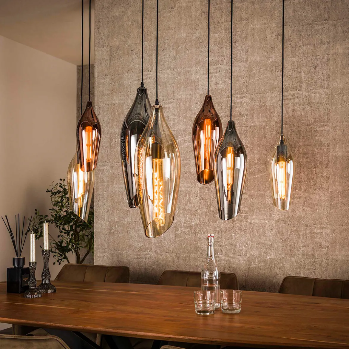 Eettafel lamp druppel gekleurd glas - Santa Cocoon