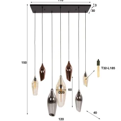 Eettafel lamp druppel gekleurd glas - Santa Cocoon