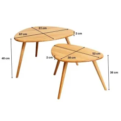 Eiken bijzettafels organisch - Kare Design Vigo