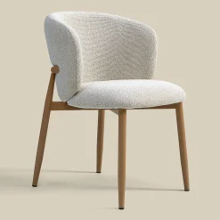 Eiken eetkamerstoel met ronde rug creme - Bodio Maeve