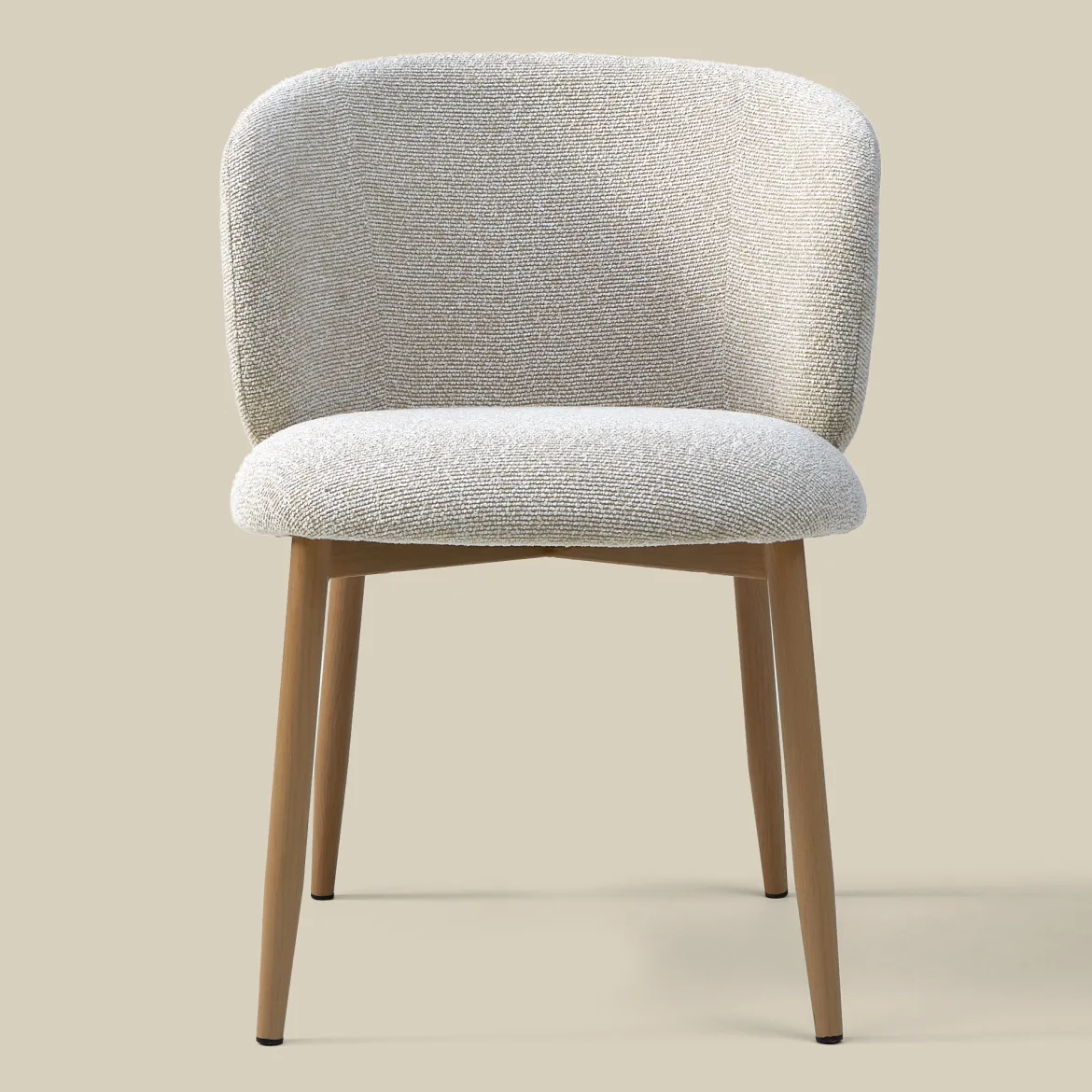 Eiken eetkamerstoel met ronde rug creme - Bodio Maeve