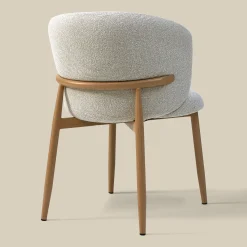 Eiken eetkamerstoel met ronde rug creme - Bodio Maeve