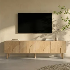 Eiken tv-meubel met 3D vormen - Bodio Mare