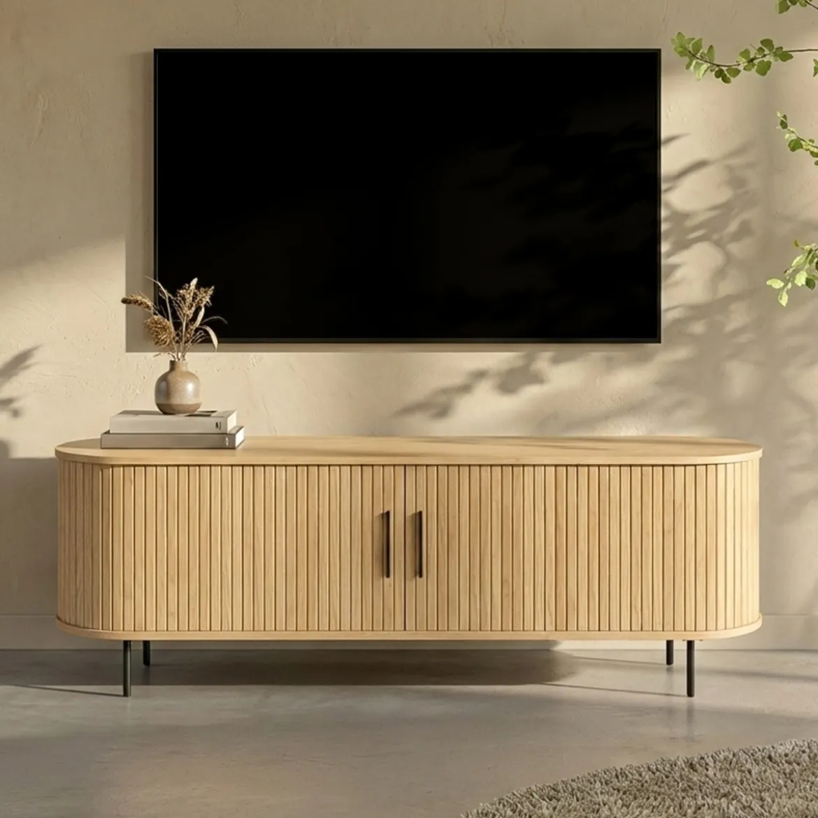 Eiken tv-meubel ovaal 150 cm - Bodio Sway