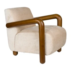Fauteuil met houten armleuning - Dutchbone Robinson