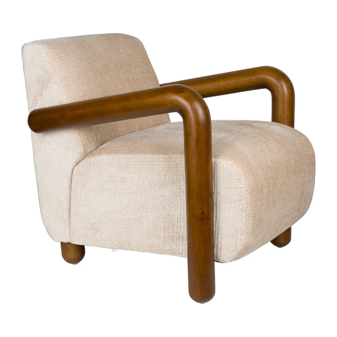 Fauteuil met houten armleuning - Dutchbone Robinson