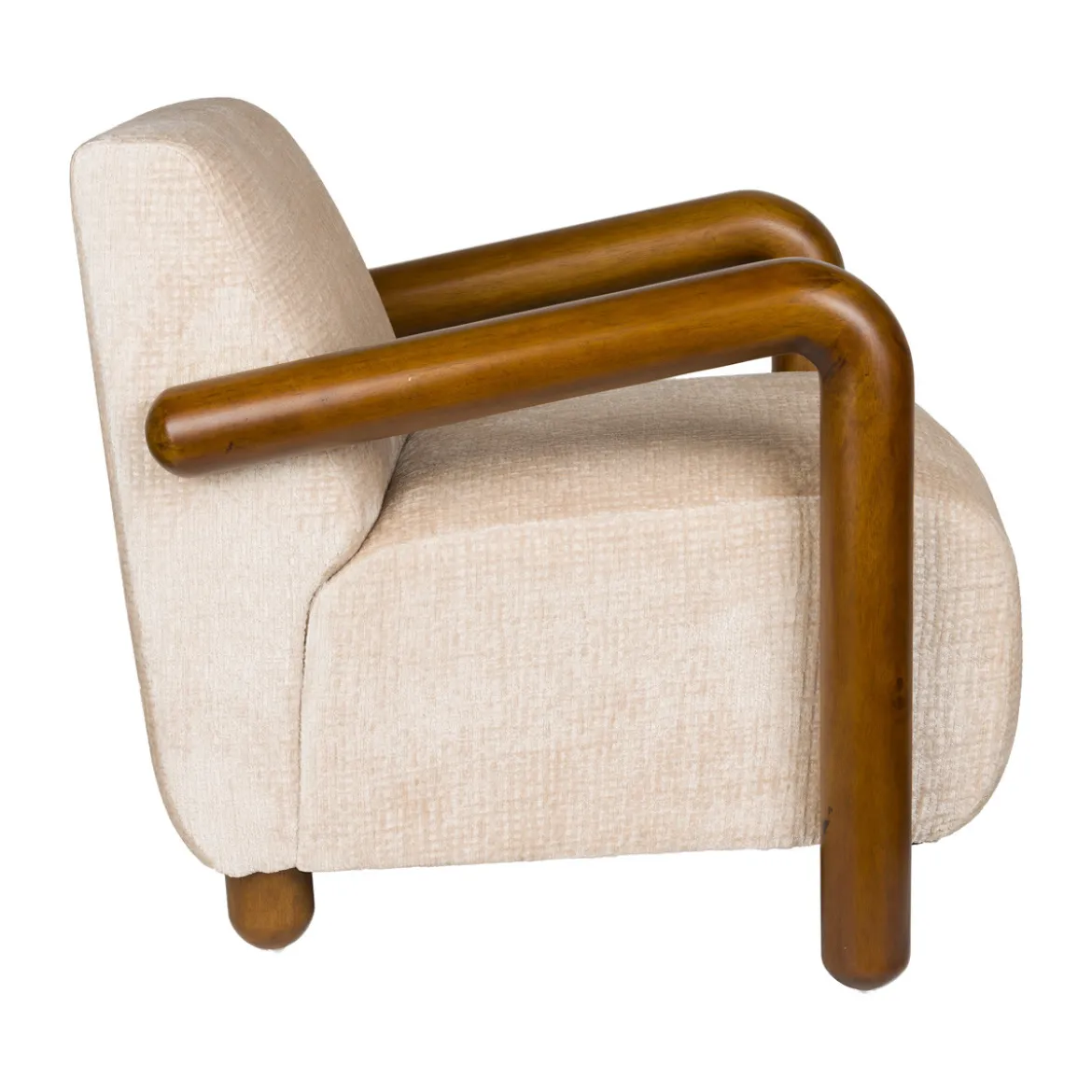 Fauteuil met houten armleuning - Dutchbone Robinson