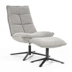 Fauteuil met voetenbank boucle - Eleonora Marcus
