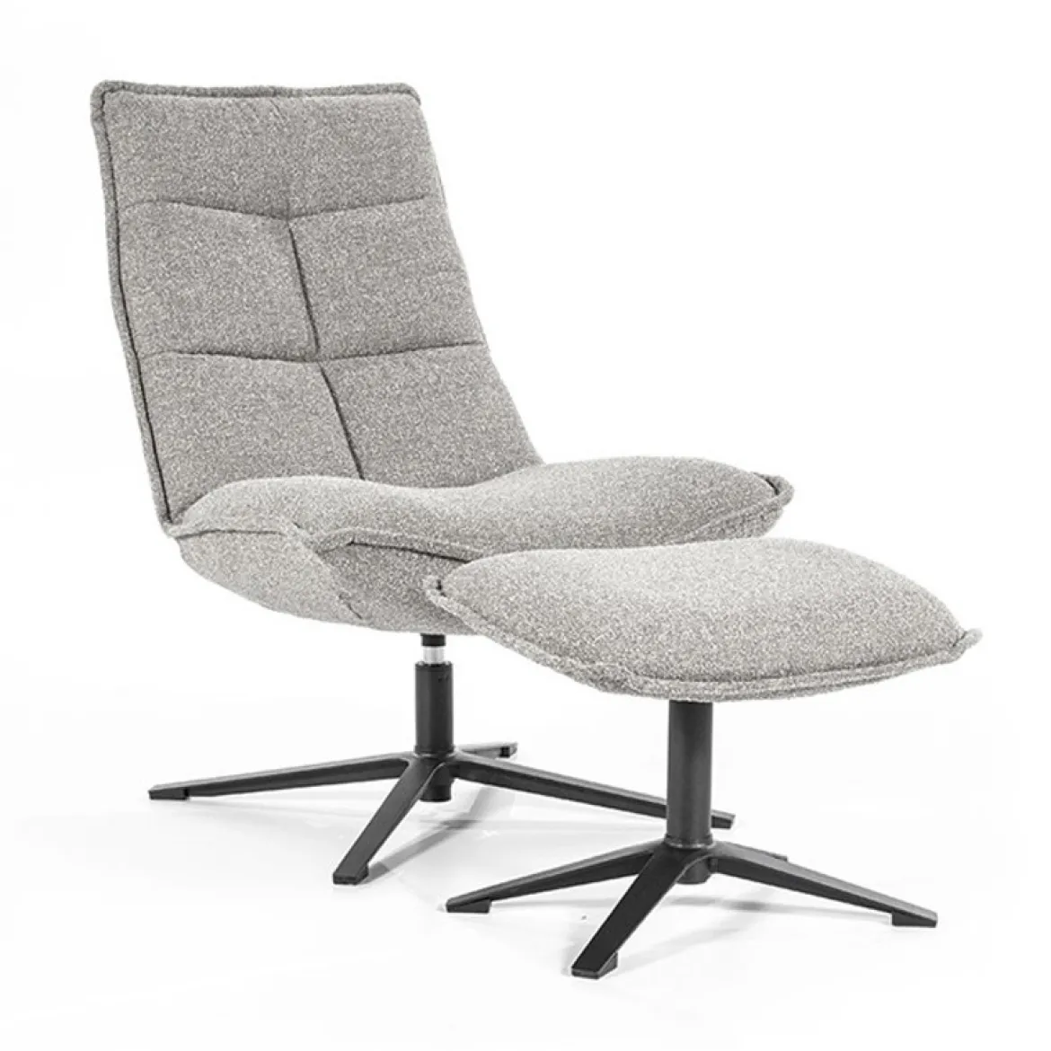 Fauteuil met voetenbank boucle - Eleonora Marcus