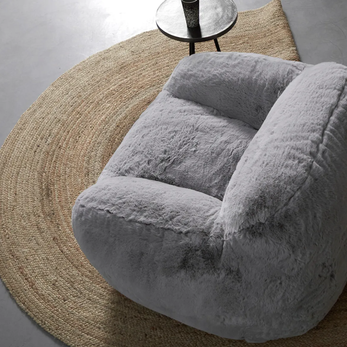 Fauteuil zachte vacht grijs - Bodio Fluff
