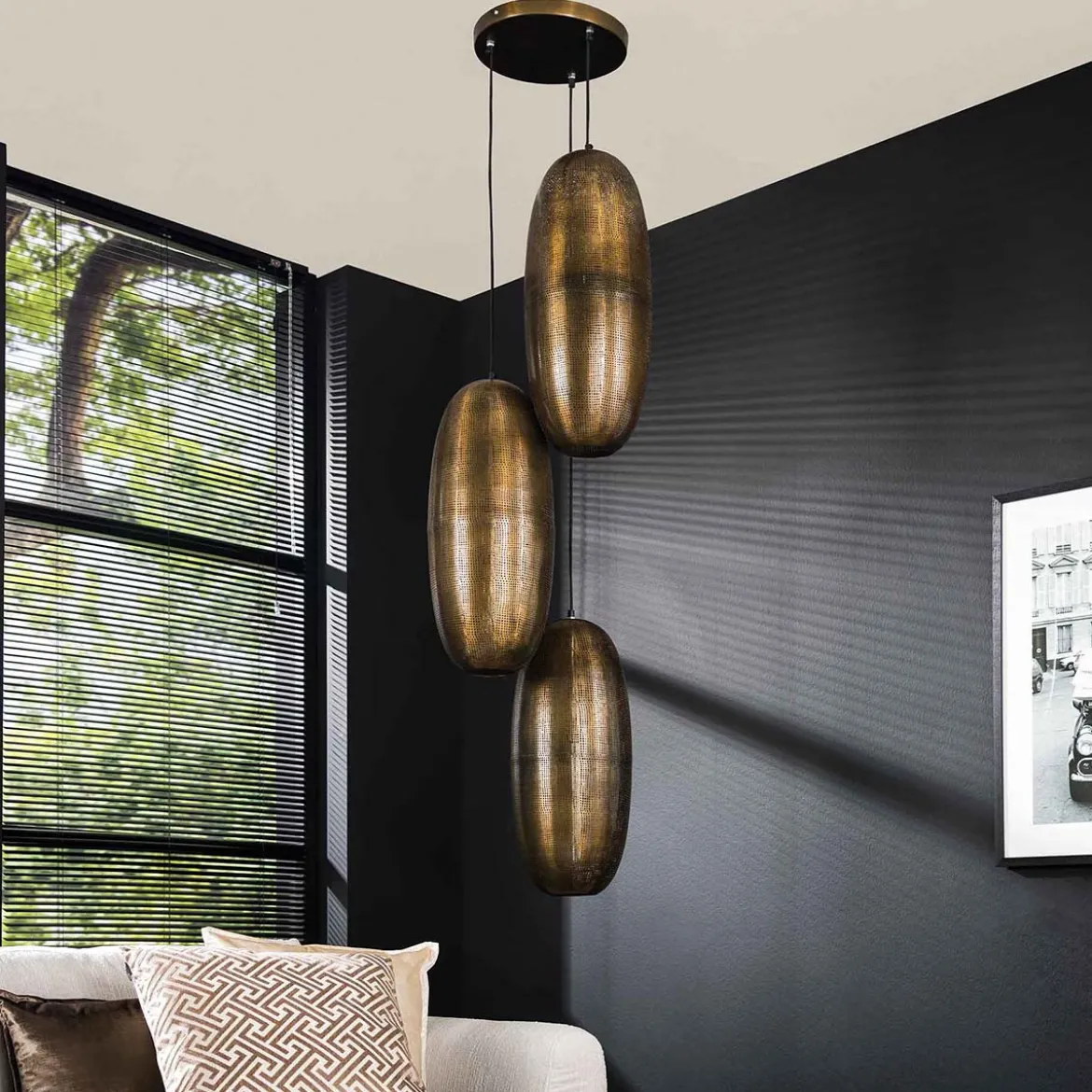 Getrapte hanglamp brons met gaatjes - Santa Cosmic